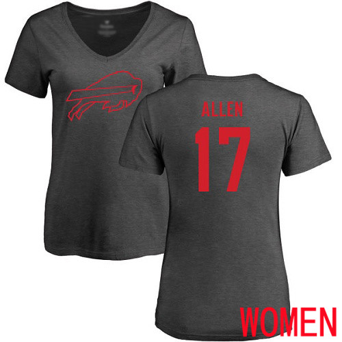 NFL Women Buffalo Bills #17 Josh Allen Ash One Color T Shirt->women nfl jersey->Women Jersey